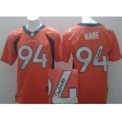 Nike Denver Broncos 94 DeMarcus Ware Orange Elite Signed NFL Jersey