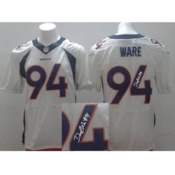 Nike Denver Broncos 94 DeMarcus Ware White Elite Signed NFL Jersey