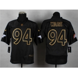 Nike Denver Broncos 94 DeMarcus Ware black Elite gold lettering fashion NFL Jersey
