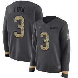Broncos 3 Drew Lock Anthracite Salute to Service Women Stitched Football Limited Therma Long Sleeve Jersey