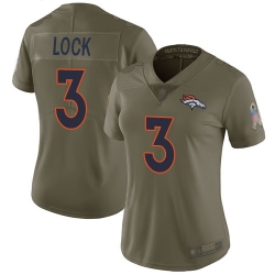 Broncos 3 Drew Lock Olive Women Stitched Football Limited 2017 Salute to Service Jersey
