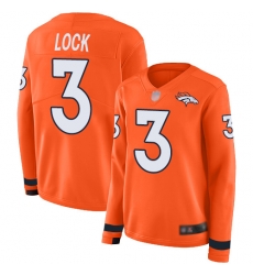 Broncos 3 Drew Lock Orange Team Color Women Stitched Football Limited Therma Long Sleeve Jersey