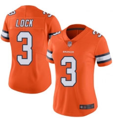 Broncos 3 Drew Lock Orange Women Stitched Football Limited Rush Jersey