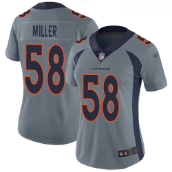 Broncos #58 Von Miller Gray Women Stitched Football Limited Inverted Legend Jersey