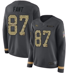 Broncos 87 Noah Fant Anthracite Salute to Service Women Stitched Football Limited Therma Long Sleeve Jersey