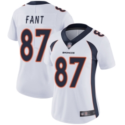 Broncos 87 Noah Fant White Women Stitched Football Vapor Untouchable Limited Jersey