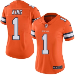 Nike Broncos #1 Marquette King Orange Womens Stitched NFL Limited Rush Jersey