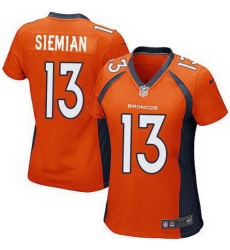 Nike Broncos #13 Trevor Siemian Orange Team Color Womens Stitched NFL New Elite Jersey