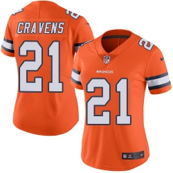 Nike Broncos #21 Su a Cravens Orange Womens Stitched NFL Limited Rush Jersey