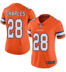 Nike Broncos #28 Jamaal Charles Orange Womens Stitched NFL Limited Rush Jersey
