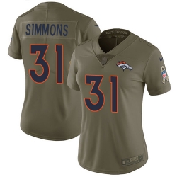 Nike Broncos #31 Justin Simmons Olive Womens Stitched NFL Limited 2017 Salute to Service Jersey
