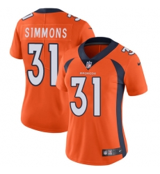 Nike Broncos #31 Justin Simmons Orange Team Color Womens Stitched NFL Vapor Untouchable Limited Jersey