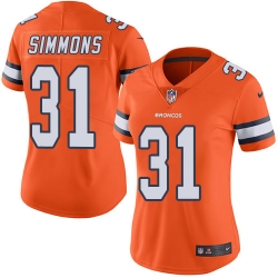 Nike Broncos #31 Justin Simmons Orange Womens Stitched NFL Limited Rush Jersey
