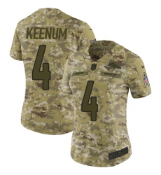 Nike Broncos #4 Case Keenum Camo Women Stitched NFL Limited 2018 Salute to Service Jersey