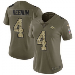 Nike Broncos #4 Case Keenum Olive Camo Womens Stitched NFL Limited 2017 Salute to Service Jersey