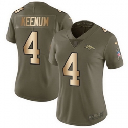 Nike Broncos #4 Case Keenum Olive Gold Womens Stitched NFL Limited 2017 Salute to Service Jersey