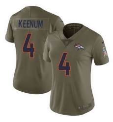Nike Broncos #4 Case Keenum Olive Womens Stitched NFL Limited 2017 Salute to Service Jersey