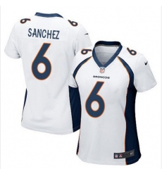 Nike Broncos #6 Mark Sanchez White Womens Stitched NFL New Elite Jersey