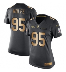 Nike Broncos #95 Derek Wolfe Black Womens Stitched NFL Limited Gold Salute to Service Jersey