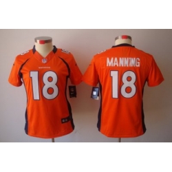 Nike Women Denver Broncos #18 Manning Orange Color[NIKE LIMITED Jersey]