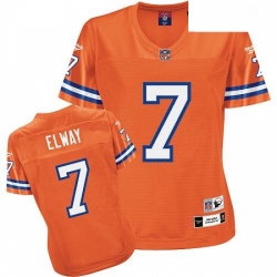 Reebok Denver Broncos 7 John Elway Orange Womens Throwback Team Color Premier EQT NFL Jersey