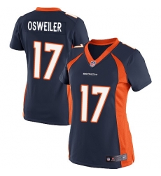 Women Denver Broncos #17 Brock osweiler Navy Blue Stitched NFL Jersey