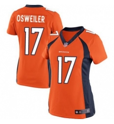 Women Denver Broncos #17 Brock osweiler Orange Stitched NFL Jersey