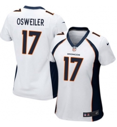 Women Denver Broncos #17 Brock osweiler White Stitched NFL Jersey