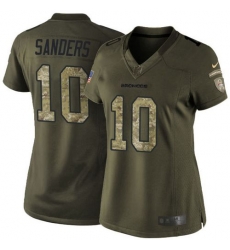 Women Nike Broncos #10 Emmanuel Sanders Green Womens Stitched NFL Limited Salute to Service Jersey