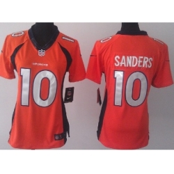 Women Nike Denver Broncos 10 Emmanuel Sanders Orange NFL Jerseys