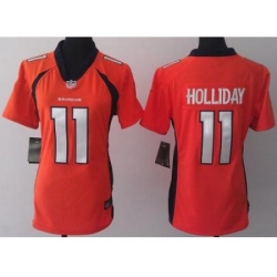 Women Nike Denver Broncos 11 Trindon Holliday Orange Jerseys 2013