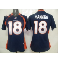 Women Nike Denver Broncos 18# Manning Blue Jersey