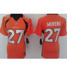 Women Nike Denver Broncos 27# Knowshon Moreno Orange Nike NFL Jerseys