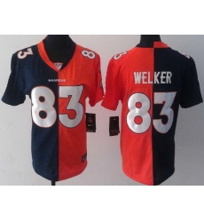 Women Nike Denver Broncos 83 Wes Welker Orange Blue Split NFL Jerseys