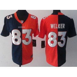 Women Nike Denver Broncos 83 Wes Welker Orange Blue Split NFL Jerseys