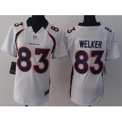 Women Nike Denver Broncos 83 Wes Welker White LIMITED Jerseys