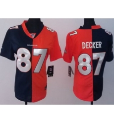 Women Nike Denver Broncos 87# Eric Decker Orange Blue Split NFL Jerseys