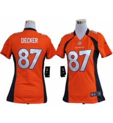 Women Nike Denver Broncos 87# Eric Decker Orange Nike NFL Jerseys