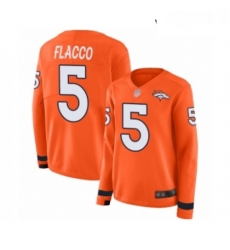 Womens Denver Broncos 5 Joe Flacco Limited Orange Therma Long Sleeve Football Jersey