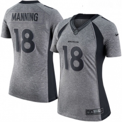 Womens Nike Denver Broncos 18 Peyton Manning Limited Gray Gridiron NFL Jersey