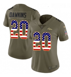 Womens Nike Denver Broncos 20 Brian Dawkins Limited OliveUSA Flag 2017 Salute to Service NFL Jersey
