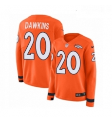 Womens Nike Denver Broncos 20 Brian Dawkins Limited Orange Therma Long Sleeve NFL Jersey