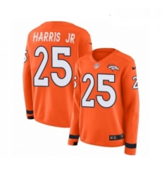 Womens Nike Denver Broncos 25 Chris Harris Jr Limited Orange Therma Long Sleeve NFL Jersey