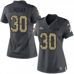 Womens Nike Denver Broncos 30 Phillip Lindsay Limited Black 2016 Salute to Service NFL Jersey