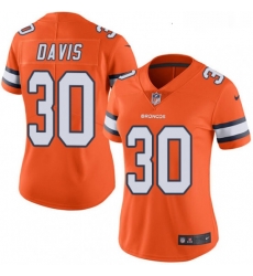 Womens Nike Denver Broncos 30 Terrell Davis Elite Orange Rush Vapor Untouchable NFL Jersey