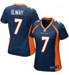 Womens Nike Denver Broncos 7 John Elway Game Navy Blue Alternate NFL Jersey