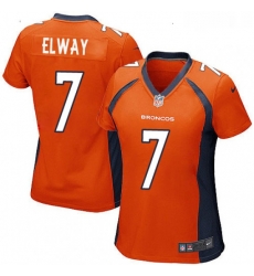Womens Nike Denver Broncos 7 John Elway Game Orange Team Color NFL Jersey