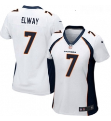 Womens Nike Denver Broncos 7 John Elway Game White NFL Jersey