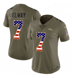 Womens Nike Denver Broncos 7 John Elway Limited OliveUSA Flag 2017 Salute to Service NFL Jersey