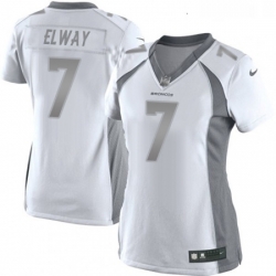 Womens Nike Denver Broncos 7 John Elway Limited White Platinum NFL Jersey